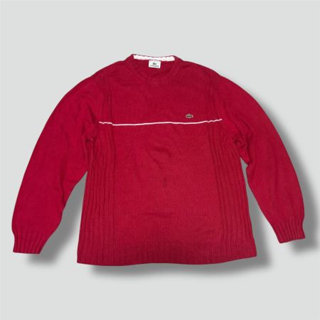 Lacoste vintage red knitted sweater retro 90s strickpullover