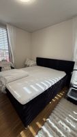 Bettgestell schwarz Doppelbett mit Kopfteil gebrauchtes