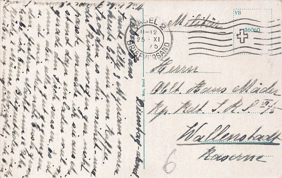 Cartoline postali: Basel, Spalenvorstadt, gel. 1925 Feldpost – Usato da Frauenfeld venduto da POML 1