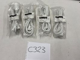 4x Verlängerungs Kabel / Stromkabel 2m weiss (C323)