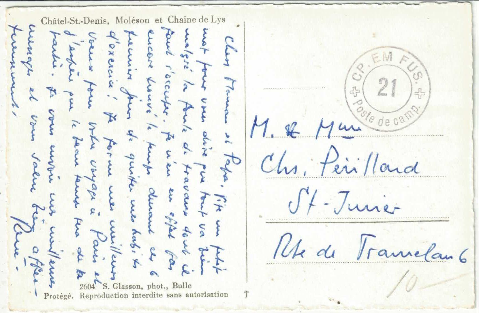 Cartoline postali: Chatel-St-Denis - Moleson et Chaine de Lys – Usato da Ettingen venduto da Kartenplanet 1