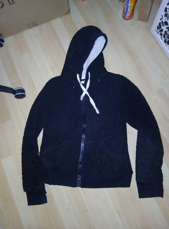 Fleece Hoodie Schwarz Grösse XL mit Kapuze Reissverschluss