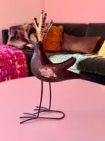 Oiseau décoratif couronné en métal | Metal bird sculpture