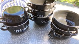 Set de 4 casseroles à moules émaillées noires