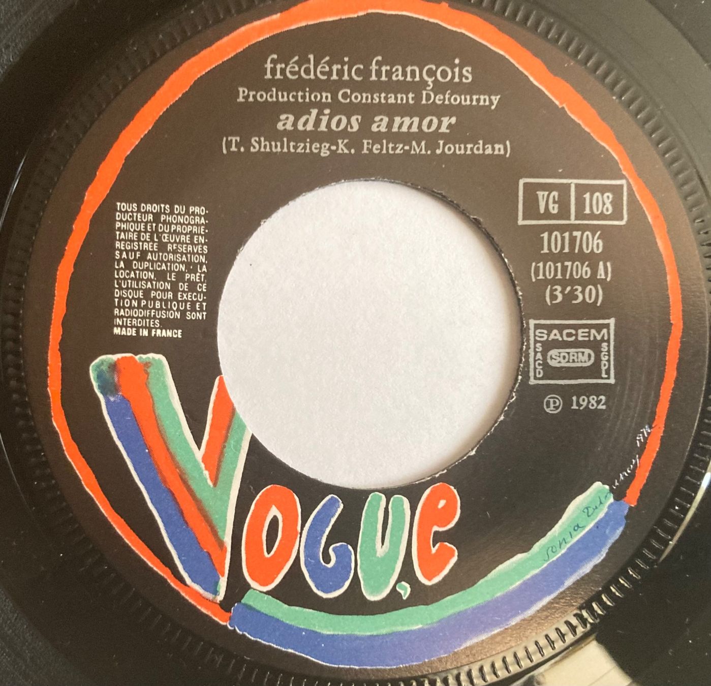 Dischi in vinile: FRÉDÉRIC FRANÇOIS - ADIOS AMOR – Usato da Poliez-Pittet venduto da Newtown-Records 2