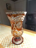 Art Deko Bleikristall Vase Böhmen Bernstein kristall Top