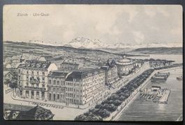 AK Zürich – Uto-Quai und Café du Théâtre, gelaufen 1916