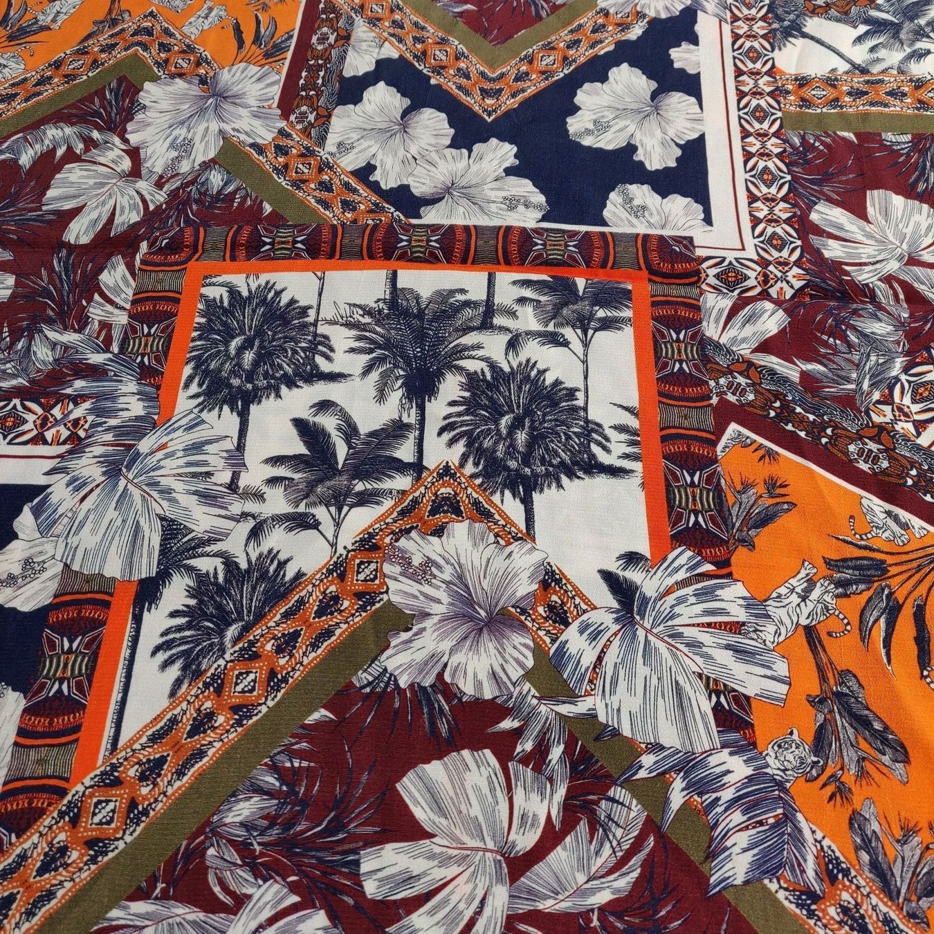 Tessuti: Ital. Viskose Stoff leicht 1.5x1.50m FancyJungle Patchwork – Nuovo (secondo la descrizione) da Lufingen venduto da Voyager7 1