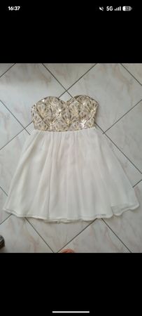 Schulterfreies elegantes Kleid Glitzer Pailetten kurz Mini