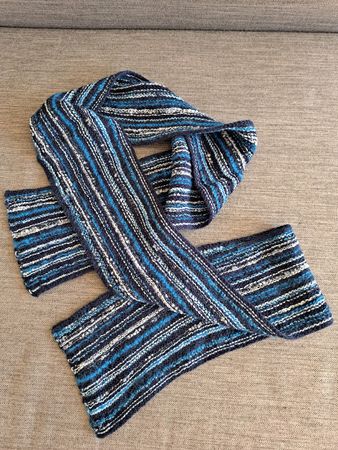 selfmade Strickschal blau gestreift guter Zustand