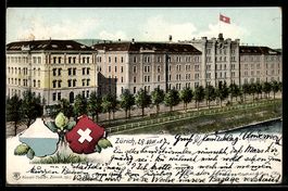 AK Zürich, Blick auf die Kasernen, 1907