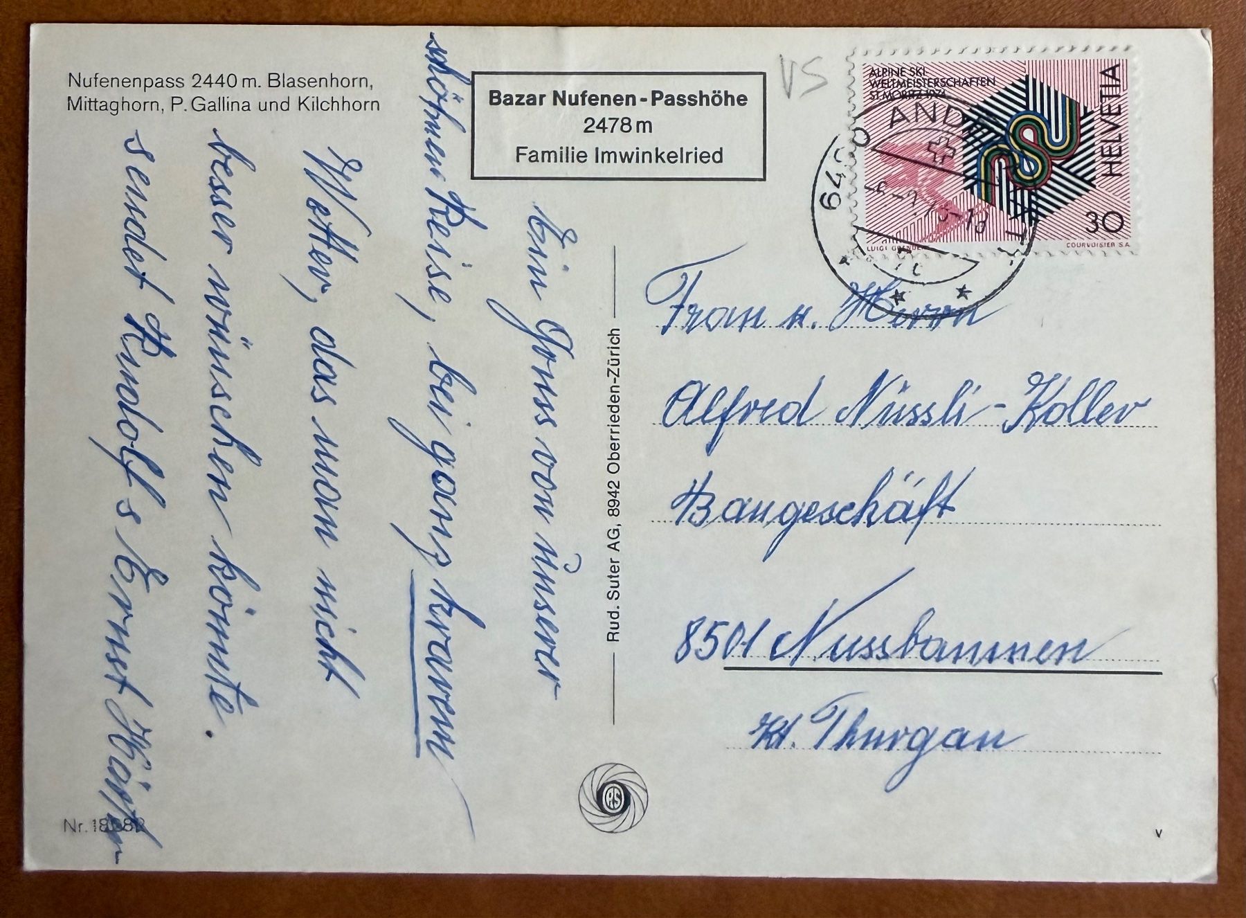 Cartes postales: Nufenen- Pass - Oldtimer - Parking 1970 – D'occasion à Lutry par Ediego 1