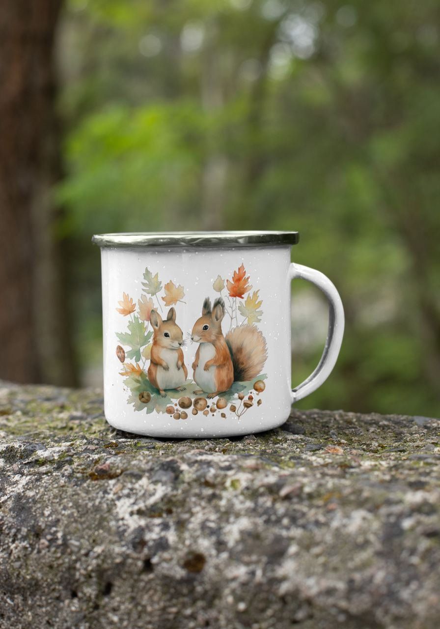Tassen: Herbst Emaille Eichhörnchen Tasse Tee Kaffee NEU – Neu und originalverpackt aus Glattfelden von Calmprint