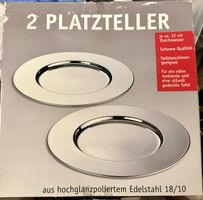2 Platzteller Edelstahl, 32cm Durchmesser, Neuwertig