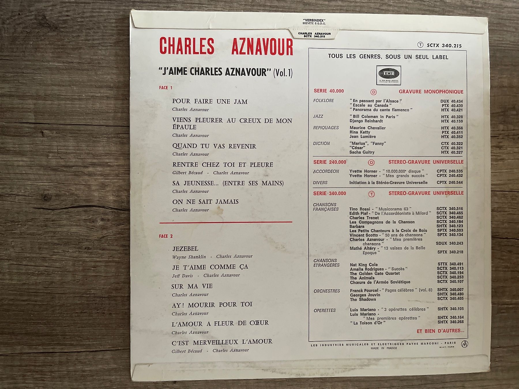 Dischi in vinile: A301/Charles Aznavour Vol. 1 – Usato da Frutigen venduto da Philippe_jsp 1