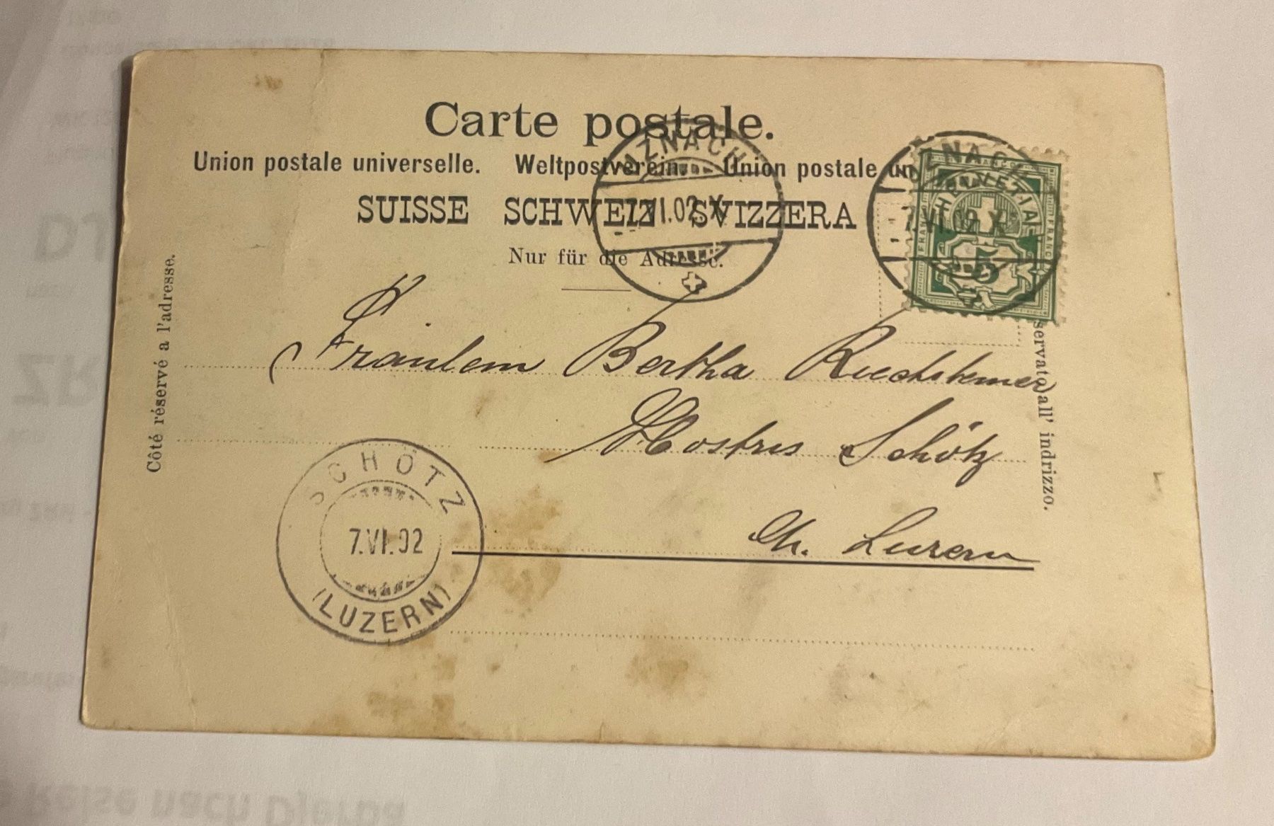 Cartoline postali: Gruss aus Uznach - 1902, 2 Bild AK, – Usato da Schlieren venduto da zoro18 2