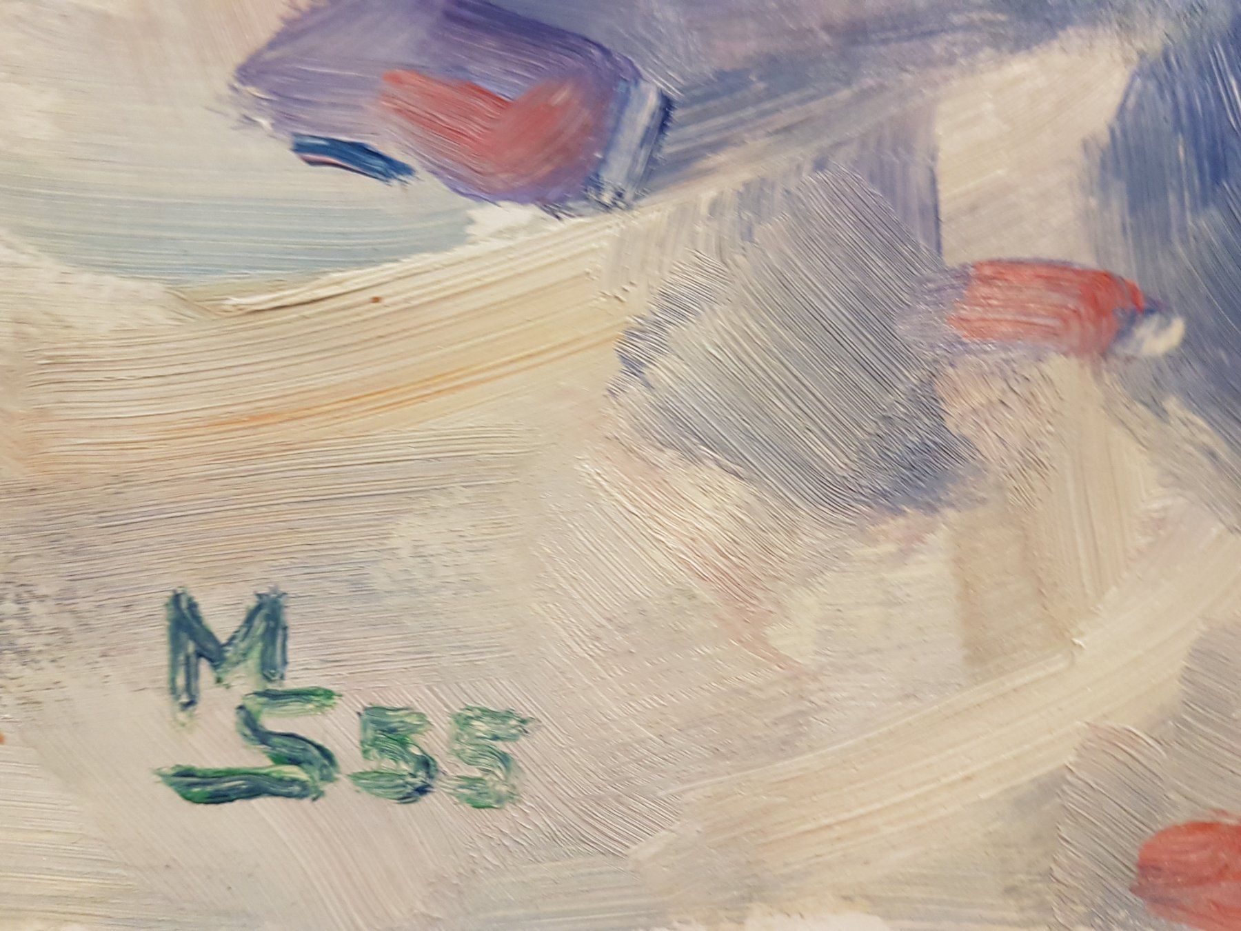 Dipinti: Ölbild 1955 "Anemonen" – Monogrammiert MS – Usato da Glattbrugg venduto da casabelavista 6
