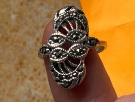 Silberring  Markasiten-Besatz, 30er Jahre (54)
