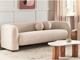Sofa creme Bouclé 3+1, 2 Kissen, Lounge Stil
