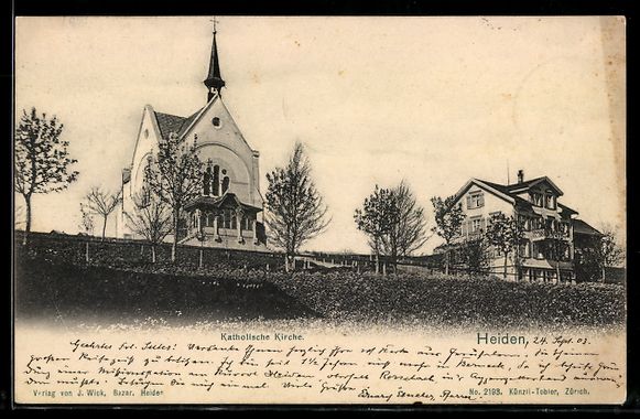 Cartoline postali: AK Heiden, Katholische Kirche – Usato da Berlin venduto da bartko-reher