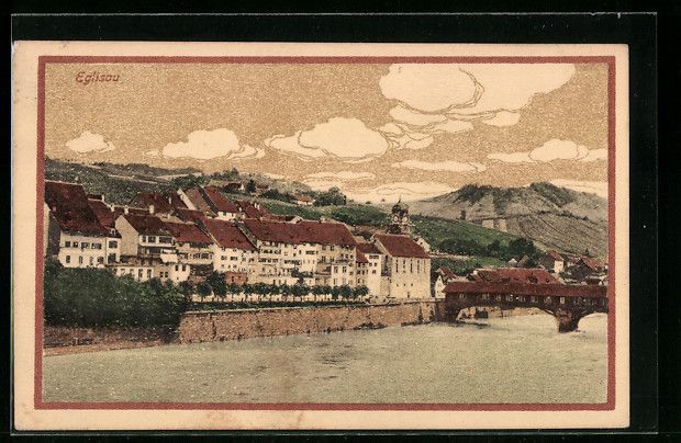 Ansichtskarten: AK Eglisau, Uferpartie, 1922 – Gebraucht aus Berlin von bartko-reher