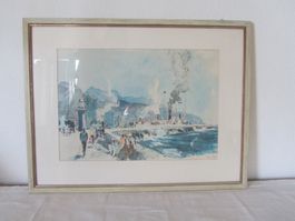 Aquarell Hafenszene