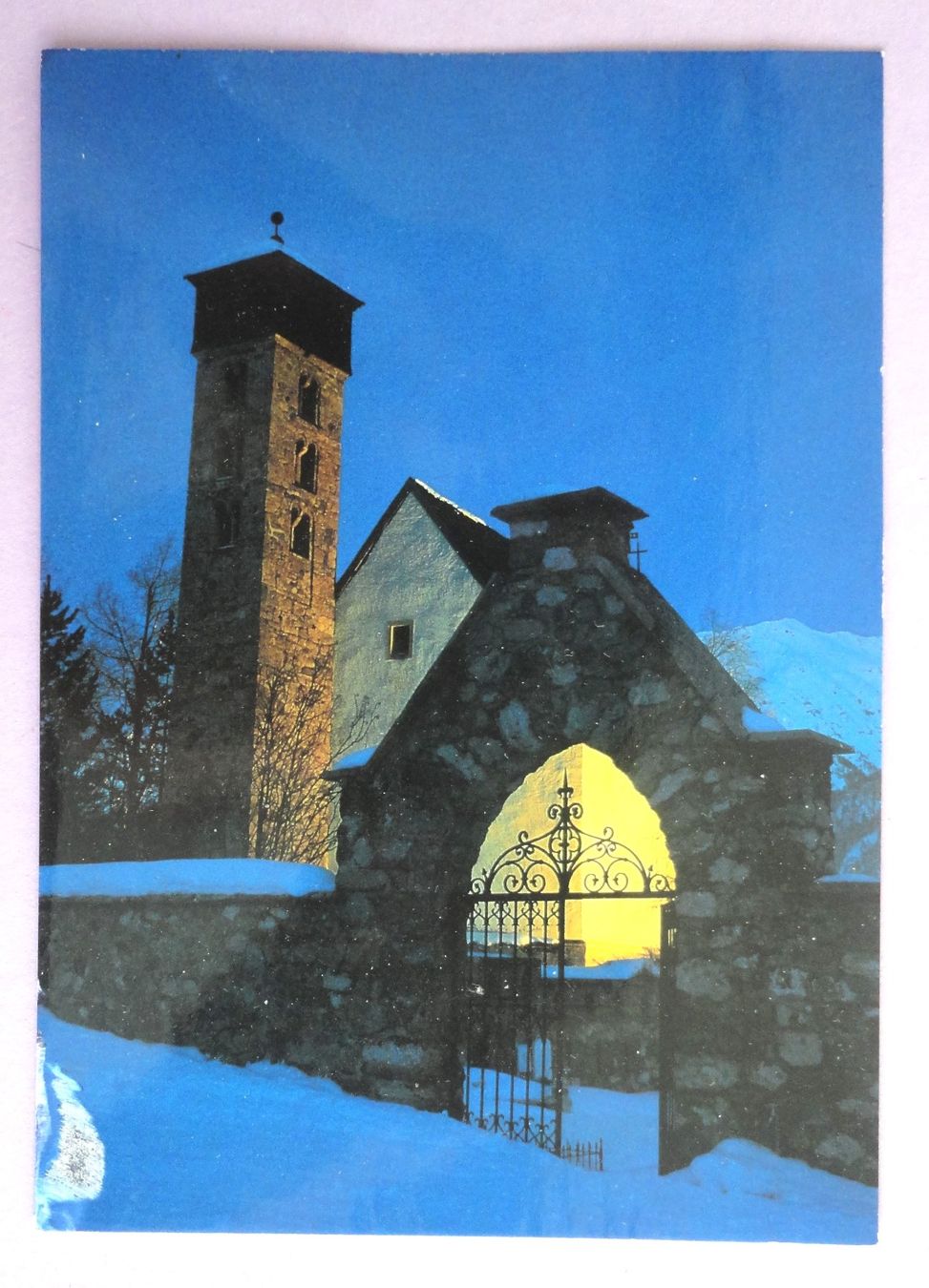 Ansichtskarten: Samedan, Kirche San Peter – Defekt aus Fétigny von Billy2miny