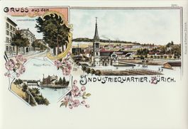 Gruss aus dem Industriequartier Zürich - (Litho im Form. A4)