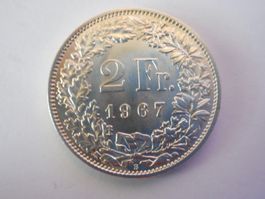 2 Fr. 1967 silber  unz/stgl