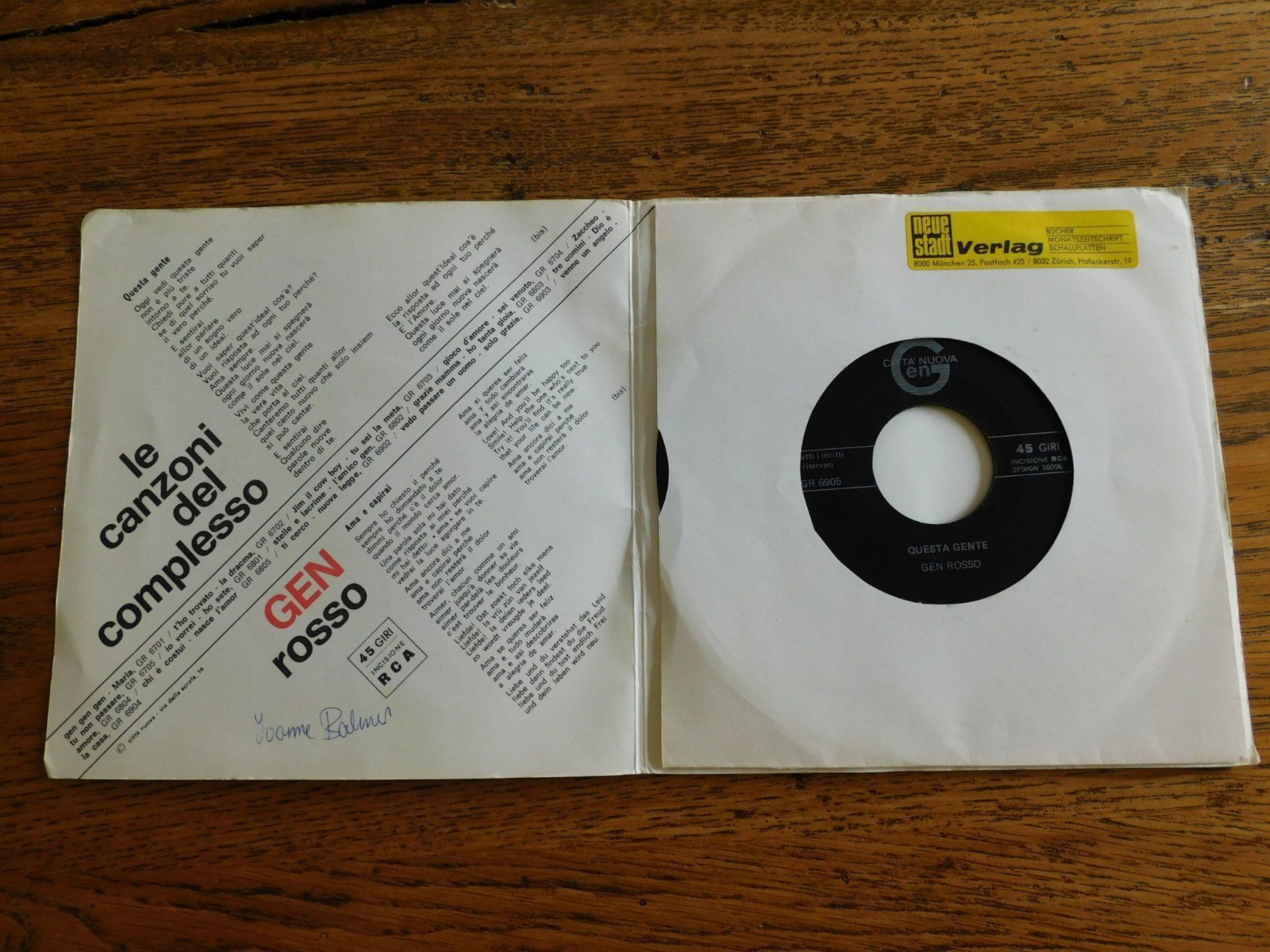 Dischi in vinile: Complesso Gen Rosso – Usato da Emmenbrücke venduto da lamorak 1