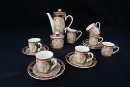 9-teiliges japanisches Porzellan Tee Set mit Blumenmotiv