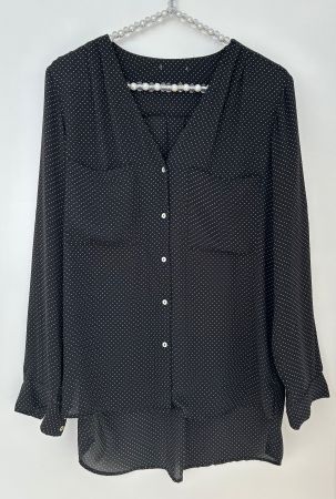 Schwarze Damenbluse mit weissen Punkten Gr. 40