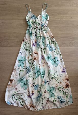 Langes Sommerkleid weiss Blumenmuster M