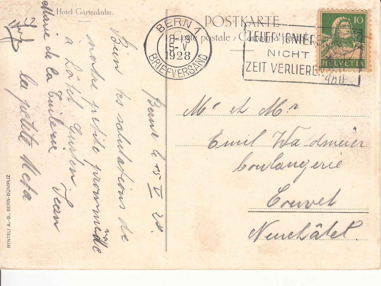 Cartoline postali: Gurtenkulm 1928 – Usato da Bürglen TG venduto da StampGraf 1