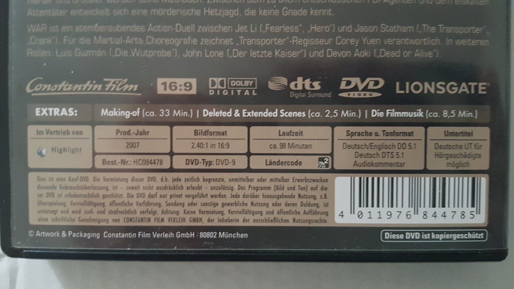 Tous les DVDs: DVD War / Jet Li – D'occasion à Oetwil am See par fineli2 1