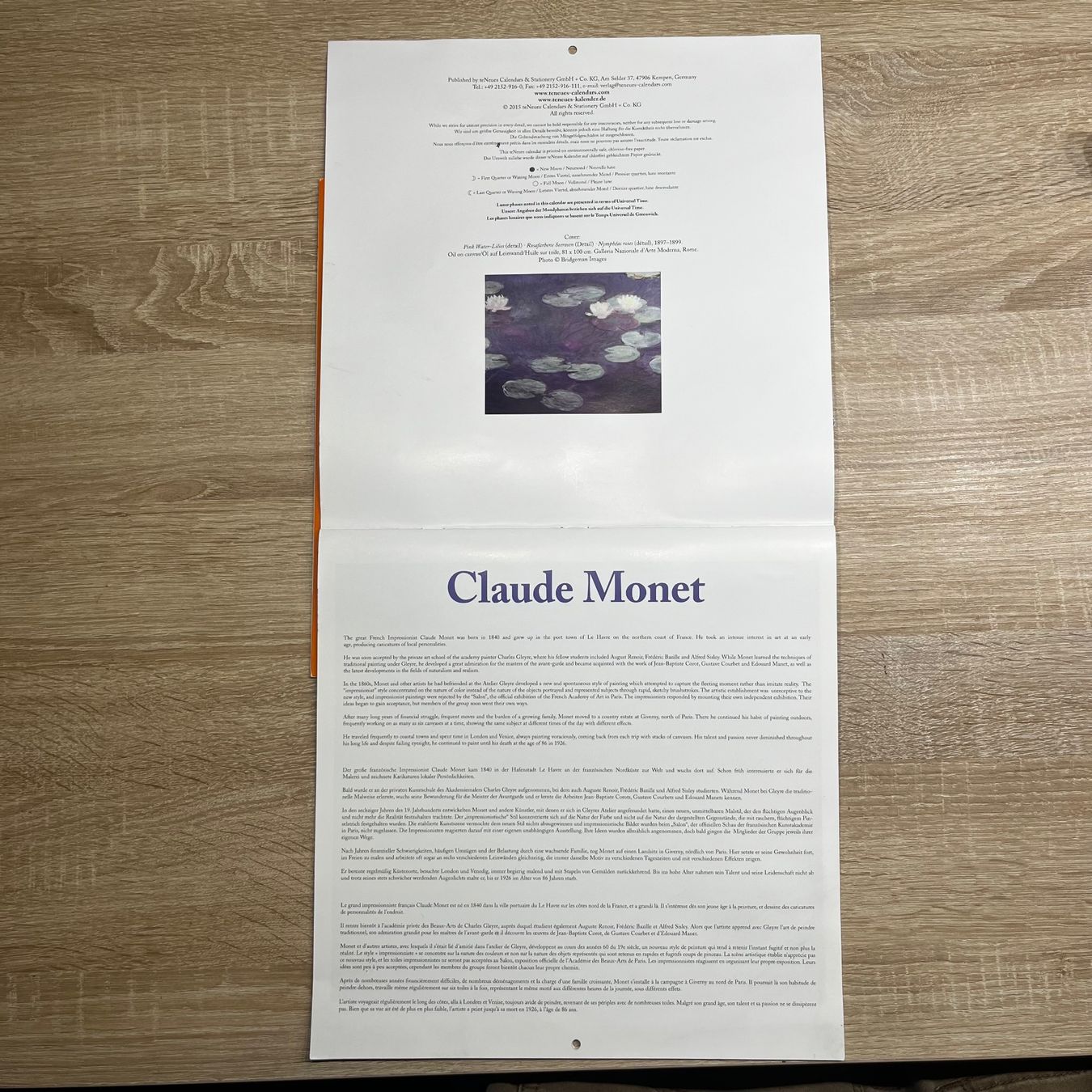 Calendari: Kalender Claude Monet 2016 – Nuovo (secondo la descrizione) da Muttenz venduto da gH5613 4