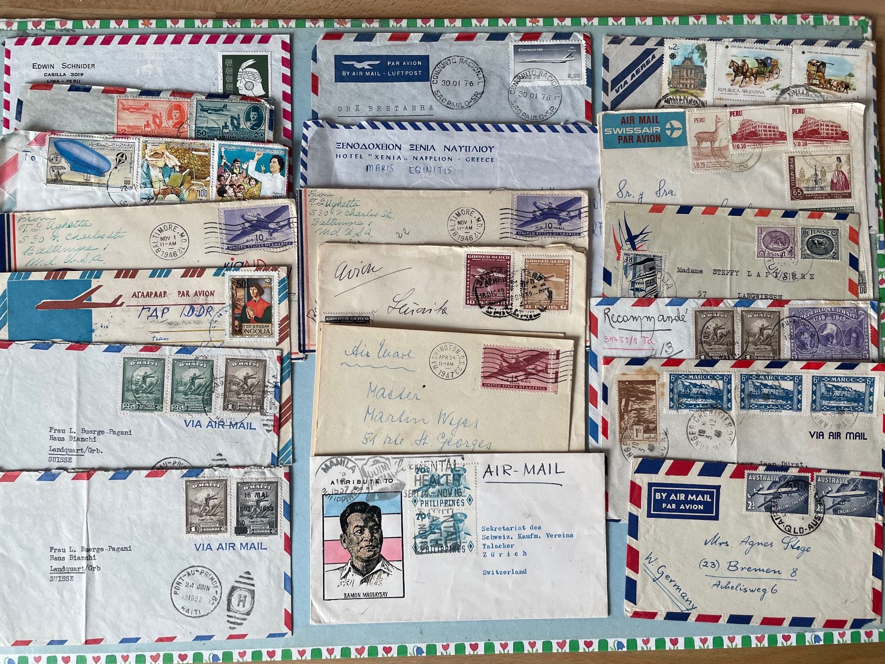 Tutti i francobolli: 81x Luftpost / Air Mail Bedarfs-Post ganze Welt – Usato da Zürich venduto da stzepp