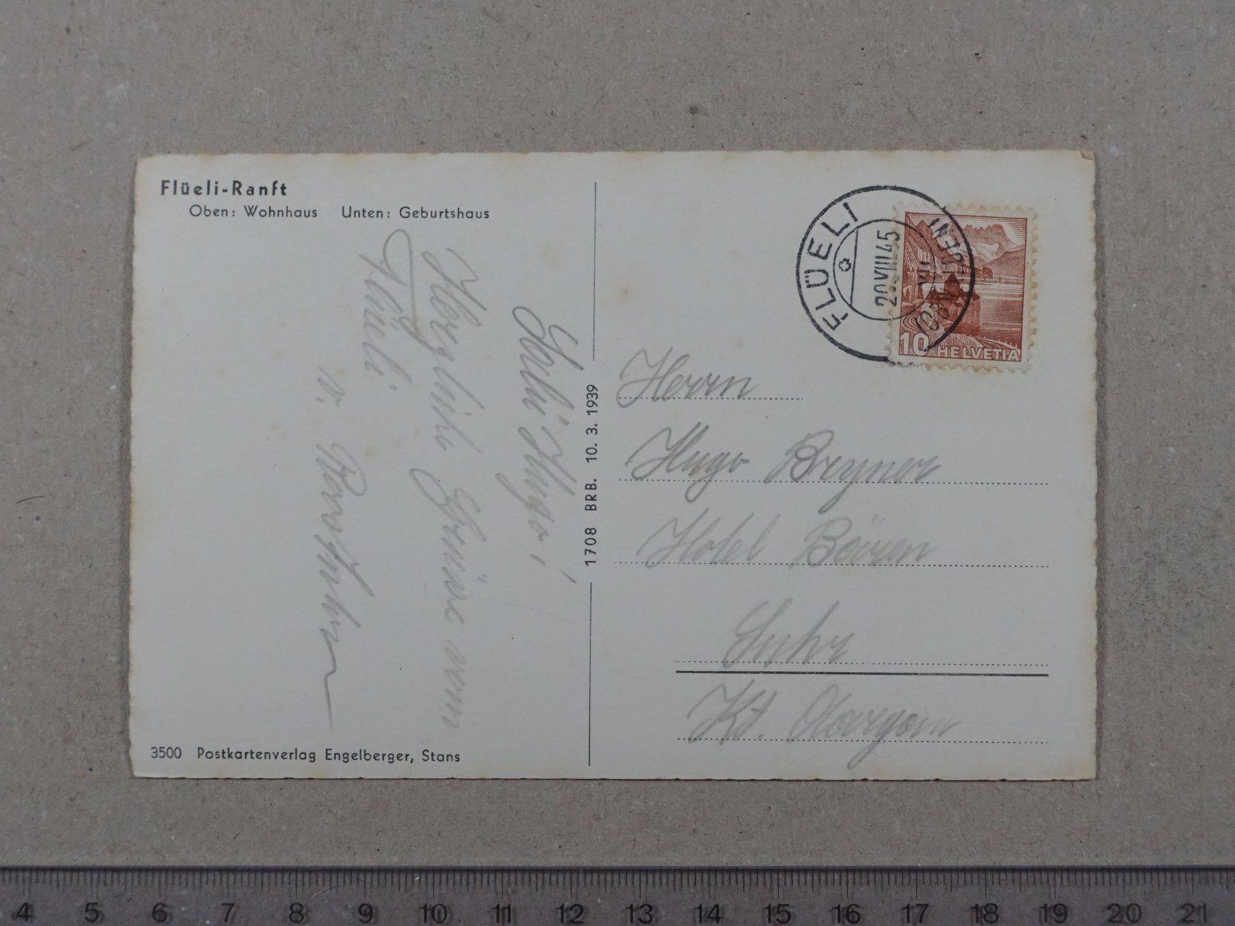 Cartoline postali: Flüeli Ranft, 1945 – Usato da Lenzburg venduto da fh1 1