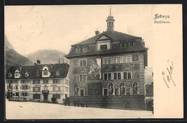 AK Schwyz, Partie am Rathaus, 1903