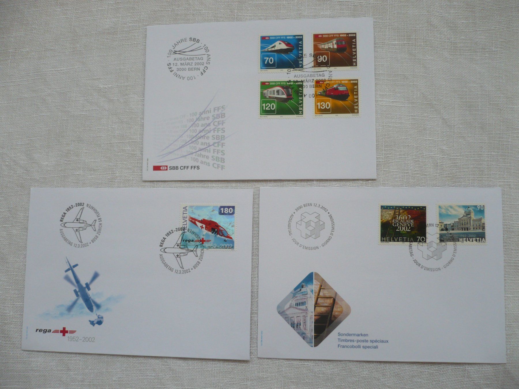 Tous les timbres: 2002 3 FDC SBK 1040, 1045 - 1050 – D'occasion à Zürich par saltandpepper008