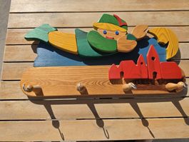 Garderobe Kinder Holz Motiv Peter Pan guter Zustand
