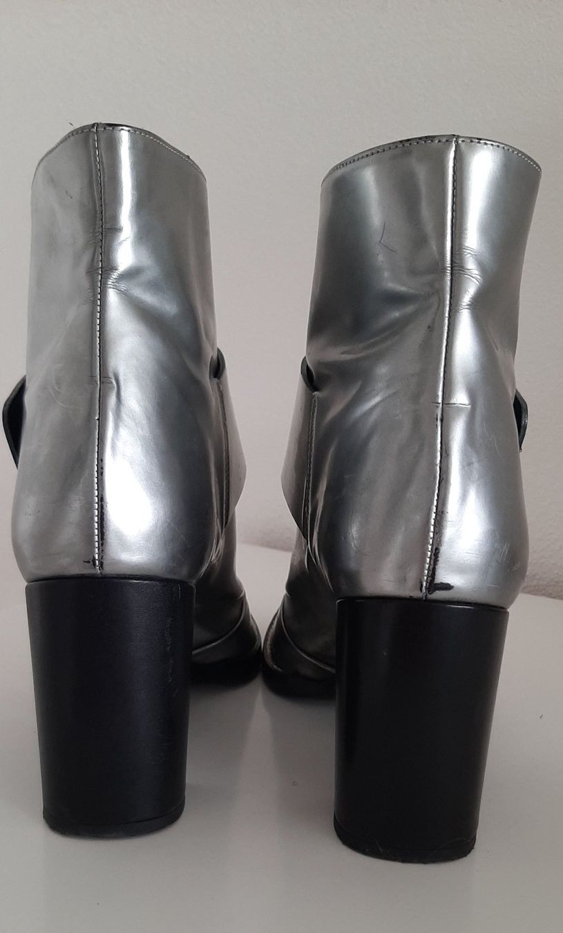 Scarpe da donna: Coole silberne Stiefeletten mit Blockabsatz, Grösse 38 – Usato da Uster venduto da kgw78 7