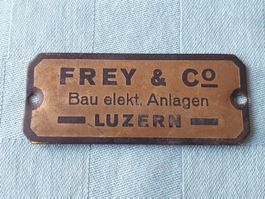 Blech Schild FREY & Co Bau elekt. Anlagen LUZERN
