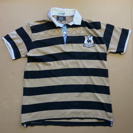 Serge Blanco Rugby-Poloshirt in Beige und Schwarz