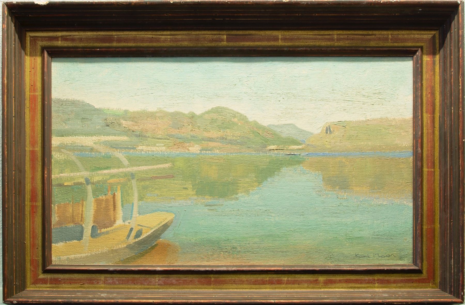 Dipinti: Karl Moor -  Rheinlandschaft um Basel – Usato da Basel venduto da bigmbh