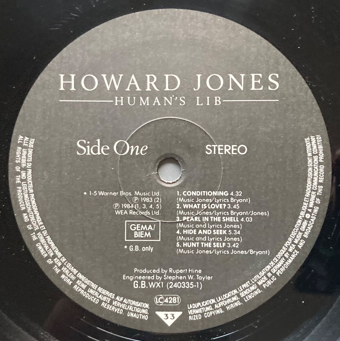Vinyles: HOWARD JONES - HUMAN'S LIB – D'occasion à Poliez-Pittet par Newtown-Records 3