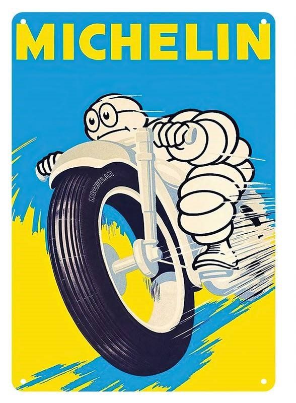 Michelin Schilder: Blechschild Michelin Männchen Motorrad Töff Bibendum Bib – Neu und originalverpackt aus Dürnten von theoldstyler