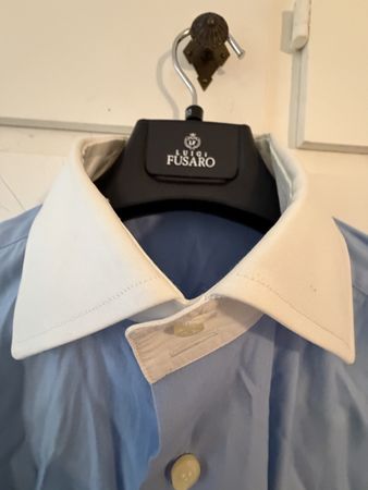 Camicia G. Malpeli azzurra collo bianco taglia 39 15.5