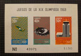 Mexiko 1968 Olympia Block MNH Lance Wyman Aztekenstadion