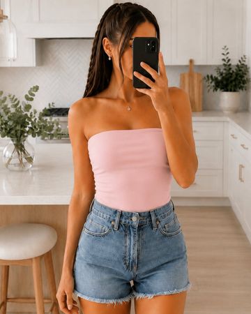 Rosa Bandeau Top Gr. S – Baumwolle Elasthan – Sommer Basic